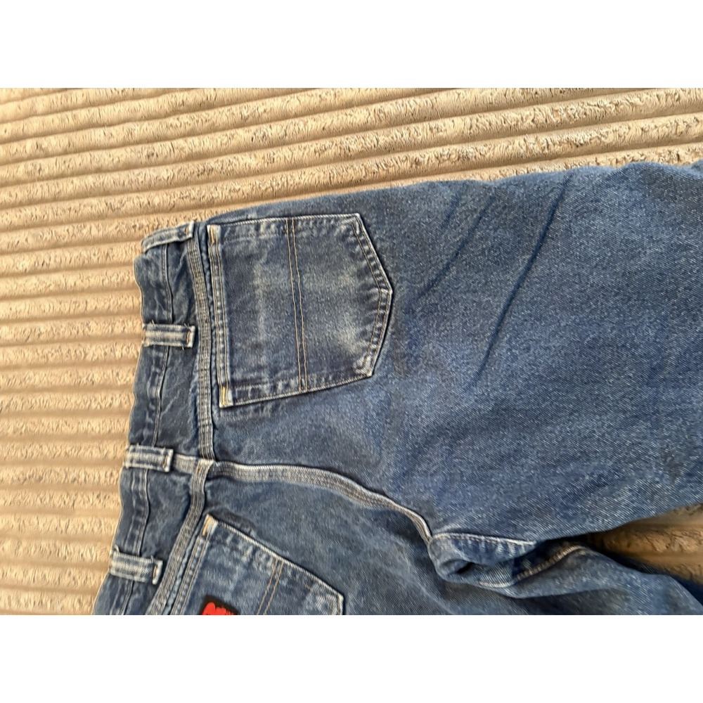 WRANGLER RIGGS WORK WEAR DURA SHIELD DENIM FLANNEL LINED BLUE JEANS 34x30 - Picture 10 of 14